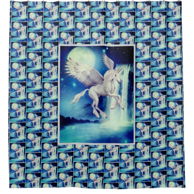 Cortina De Ducha Cascada voladora Pegasus Unicorn (Anverso)
