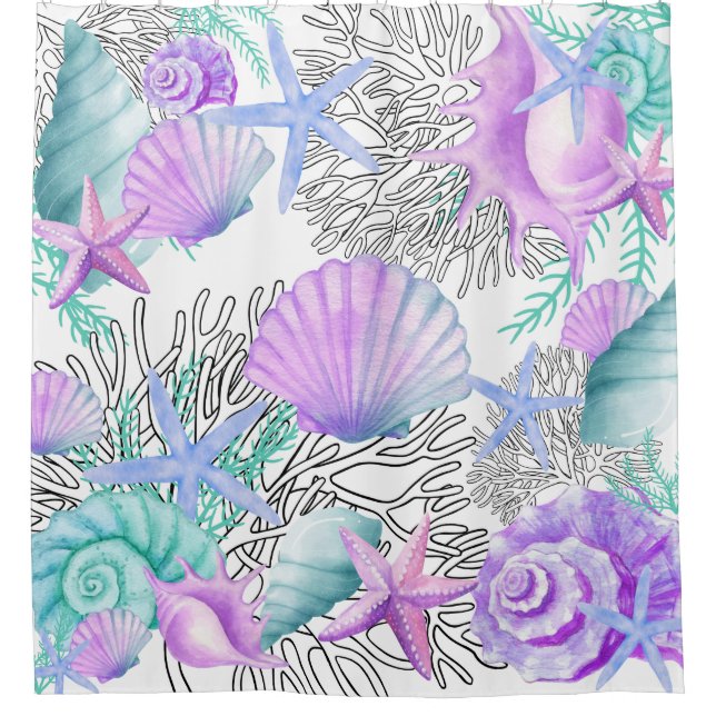 Cortina De Ducha Cascos Verde azulados Y Blancos R (Anverso)