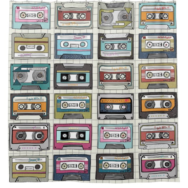 Cortina De Ducha Cassette de música retro: Icono nostálgico (Anverso)