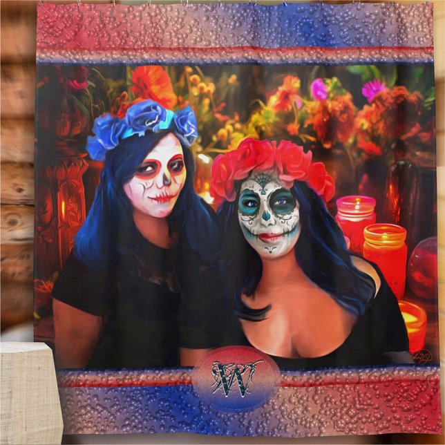 Cortina De Ducha Catrinas de Vallarta con flores y velas 1718 (Subido por el creador)