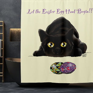 Cortina De Ducha Caza de Huevos de Pascua de Gato Negro Fiesta Amar