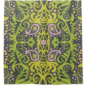 Cortina De Ducha Cebollas orientales: Patrón floral Paisley