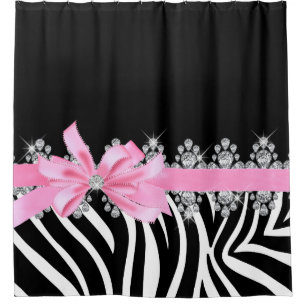 Cortina De Ducha Cebra de Delilah del diamante (rosa)