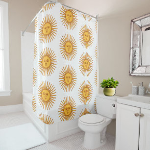 Cortina De Ducha Celestial amarillo sunshine Face on White Elegant