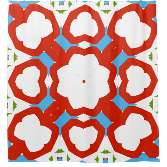 Cortina De Ducha Cerámica de talavera mexicana antigua. Diseño gráf (Anverso)