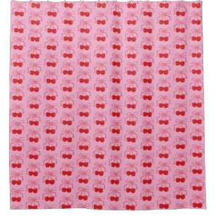 Cortina De Ducha Cerezas Rojas Rosadas Cute Coquette Frutas Femenin
