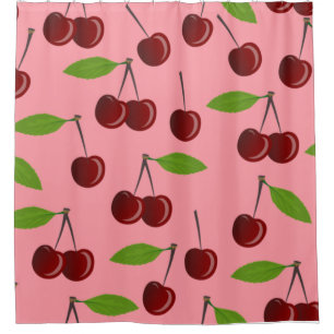 Cortina De Ducha cerezas rosa