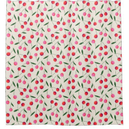 Cortina De Ducha Cerezo de Berry Retro Rojo y Rosa