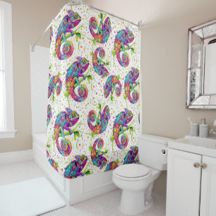 Cortina De Ducha Chameleon Paint Stains Watercolor Style