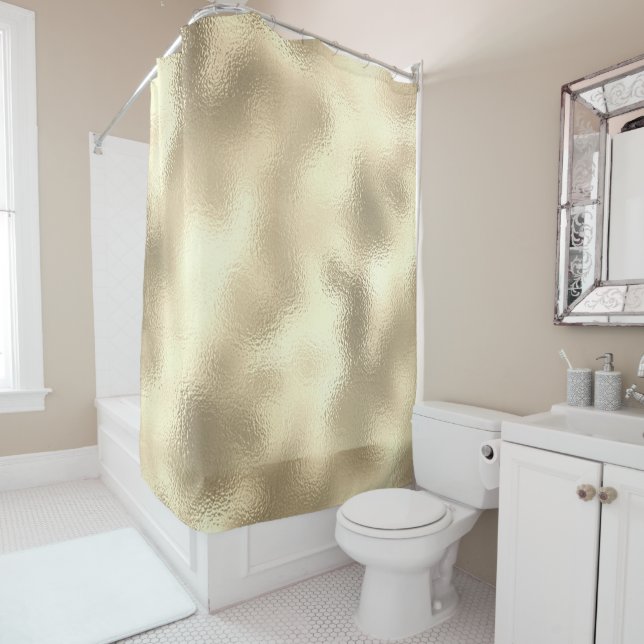 Cortina De Ducha Champaigne Faux Gold Metallic Abstract Glass (In situ)