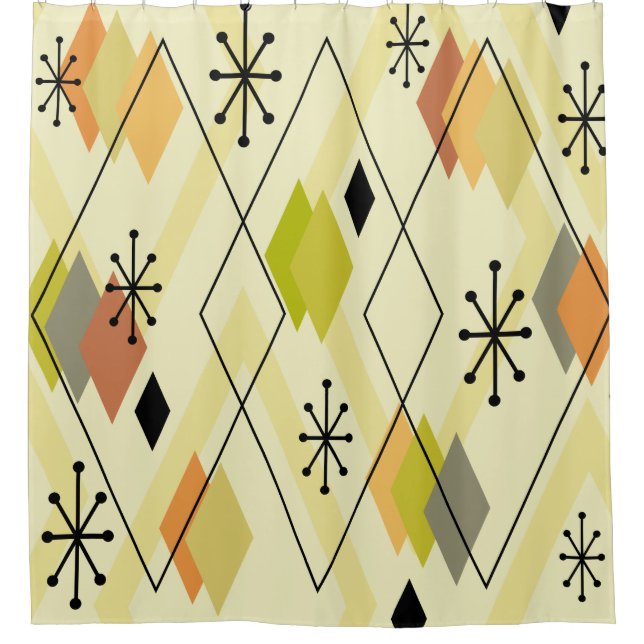 Cortina De Ducha Chartreuse de Diamantes Dispersos Modernos de Medi (Anverso)