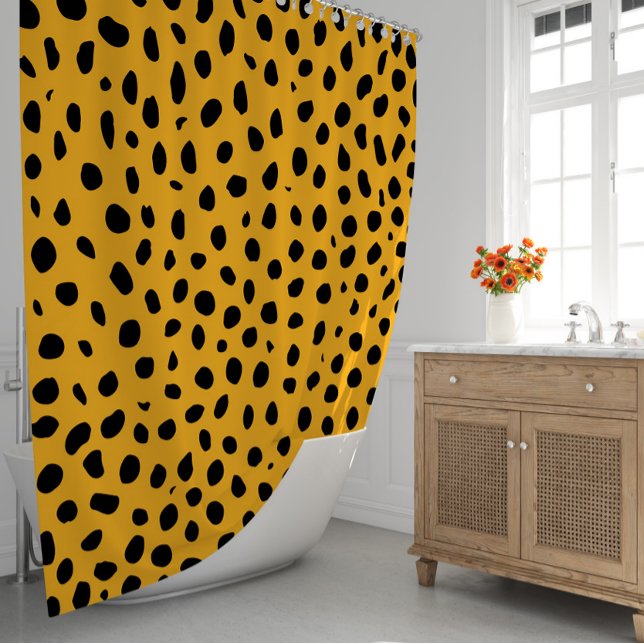 Cortina De Ducha Cheetah Spots Naranja Black (Cheetah Spots Orange Black Shower Curtain
)