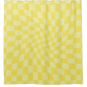 Cortina De Ducha Cheques retro de limón amarillo con torsión de ver