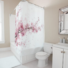 Cortina De Ducha Cherry Blossom Sakura Pink White Pastel Floral