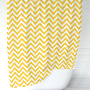 Cortina De Ducha Chevron Amarillo y Blanco