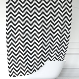 Cortina De Ducha Chevron blanco y negro