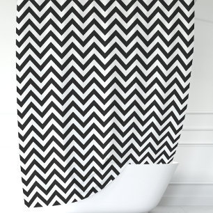 Cortina De Ducha Chevron negro y blanco