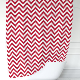 Cortina De Ducha Chevron rojo y blanco