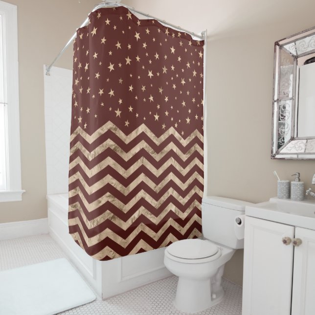 Cortina de ducha Chevron & Stars (In situ)