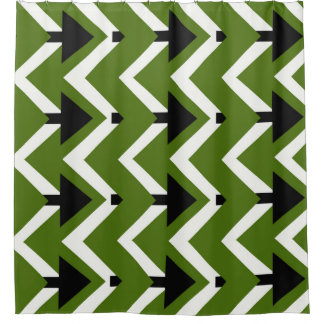 Cortina de ducha Chevron Verde Negro y Blanco – Au