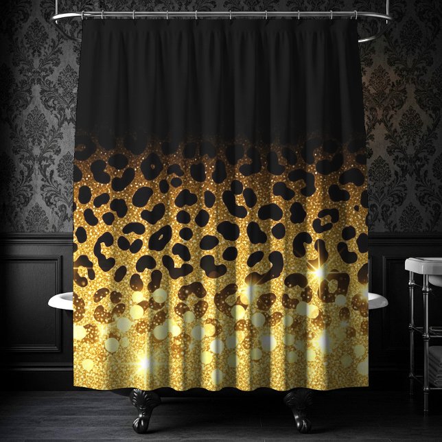 Cortina De Ducha Chic Gold Glitter Leopard Print Pattern (Subido por el creador)
