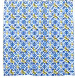 Cortina De Ducha Chic Limón Azul Mediterráneo