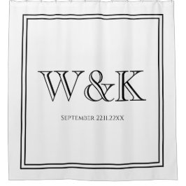 Cortina De Ducha Chic white & black monogram wedding keepsake 