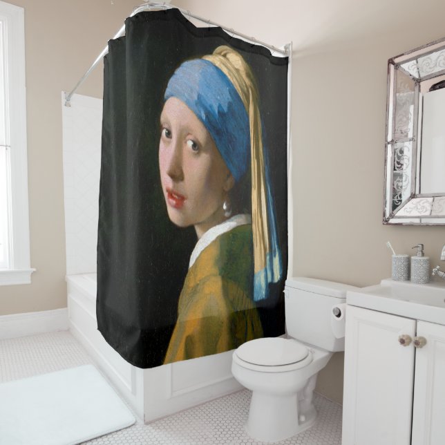 Cortina De Ducha Chica con Pearl Earring, Johannes Vermeer (In situ)