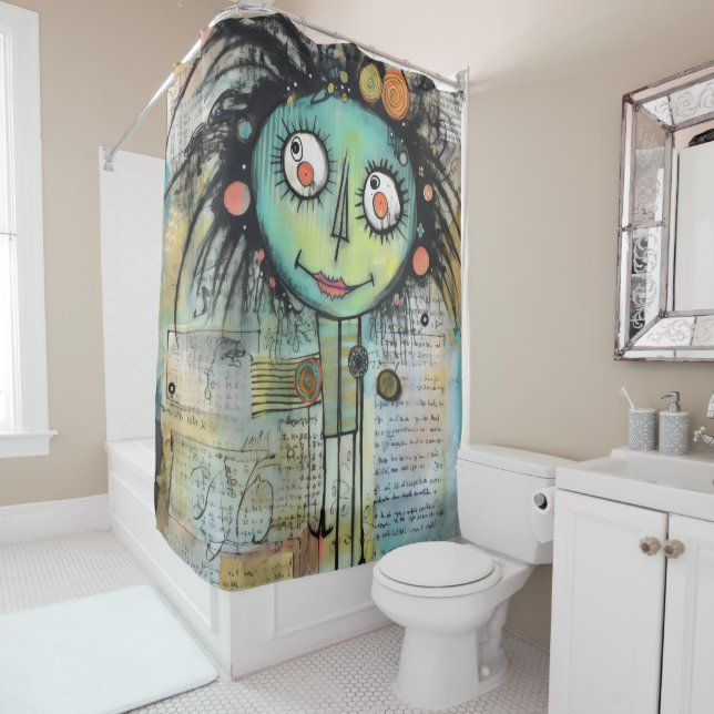 Cortina De Ducha Chica de Arte Collage Lady 10 (In situ)