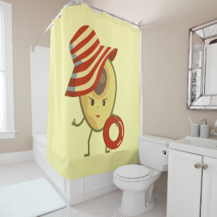 Cortina De Ducha Chica de playa de aguacate con gorra solar y anill