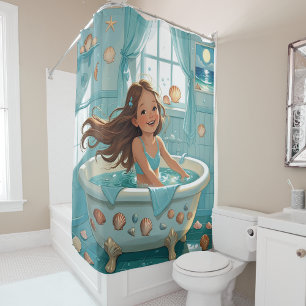 Cortina De Ducha Chica de tiempo de baño con temática oceánica