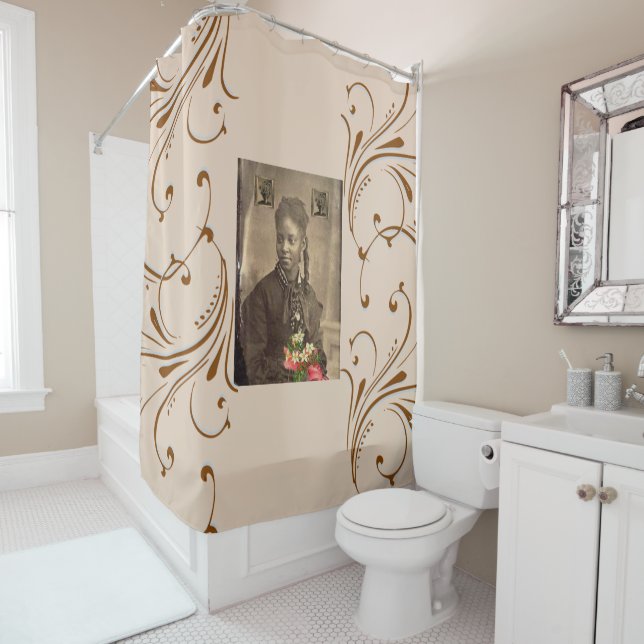Cortina de ducha Chica floral afroamericano (In situ)