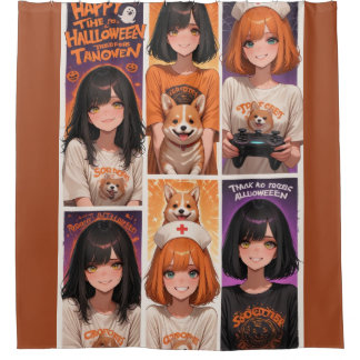 Cortina De Ducha Chica jugadora de anime póster de Halloween