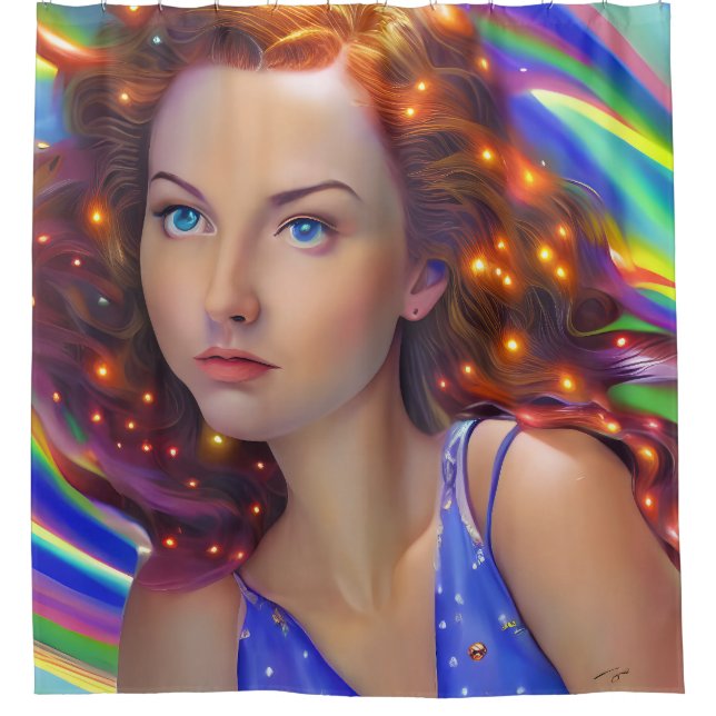 Cortina De Ducha Chica soñado con luces arcoiris (Anverso)