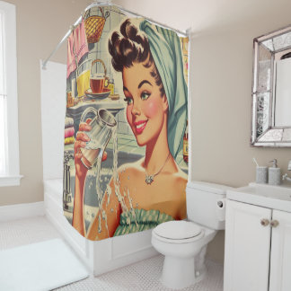 Cortina De Ducha Chica Vintage Shower Pin Up