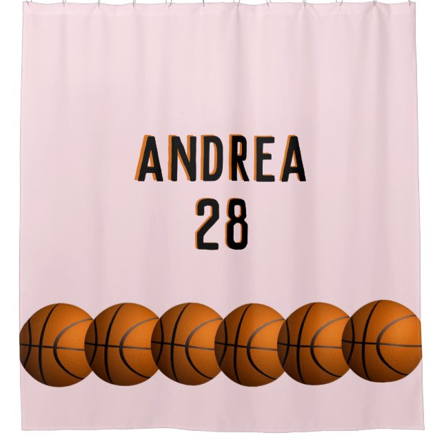 Cortina De Ducha Chicas nombre y número de baloncesto (Anverso)