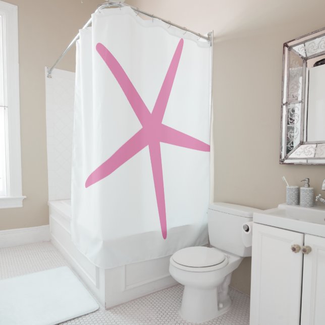 Cortina De Ducha Chicas Starfish Baby Daughter Nursera Pink White (In situ)