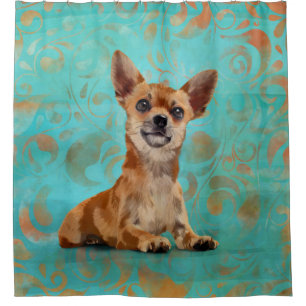 Cortina De Ducha Chihuahua chiita en el patrón Paisley