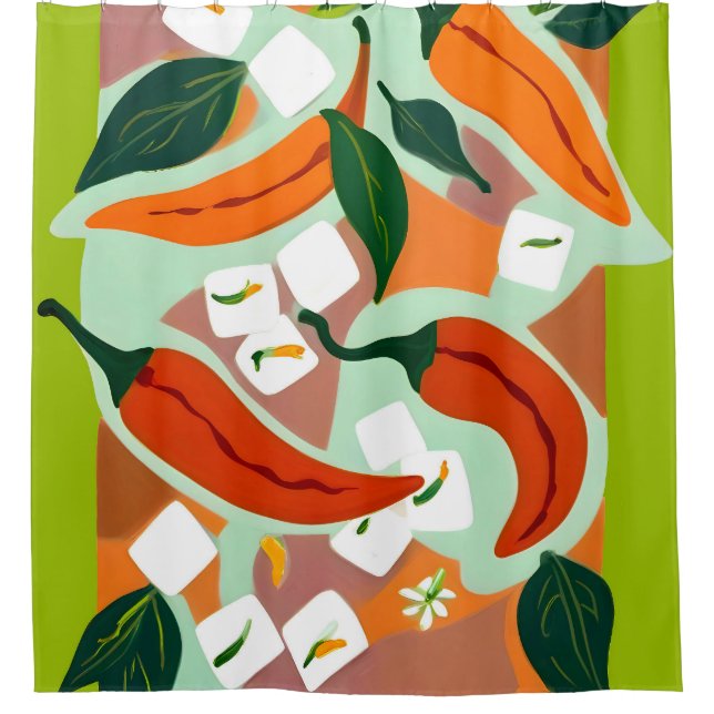 Cortina De Ducha Chilies & Ice Cubes (Anverso)