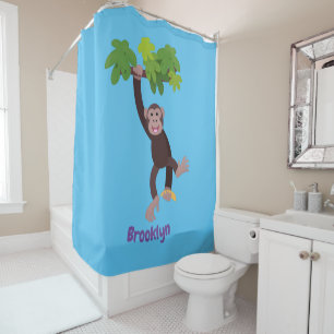Cortina De Ducha Chimpancé lindo en personalizado colgante de la ju