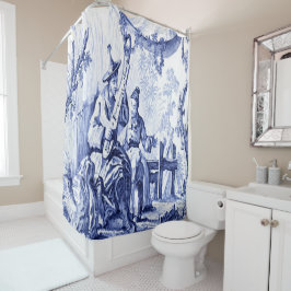 Cortina De Ducha Chinoiserie azul y blanca