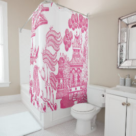 Cortina De Ducha Chinoiserie rosa