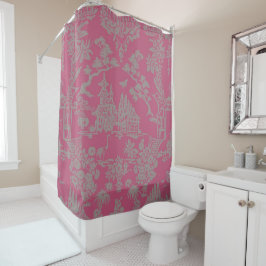 Cortina De Ducha Chinoiserie rosa