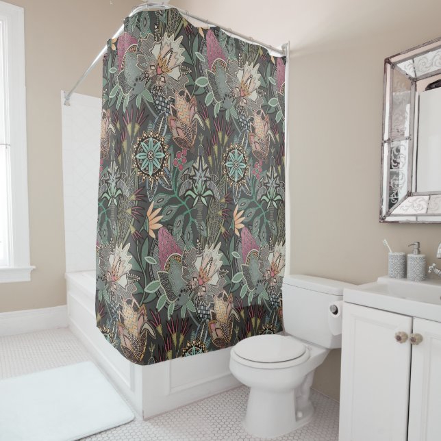 Cortina De Ducha chintz steampunk gris (In situ)