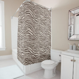 Cortina De Ducha Chocolate crema marrón Rubor Purpurina de cebra   