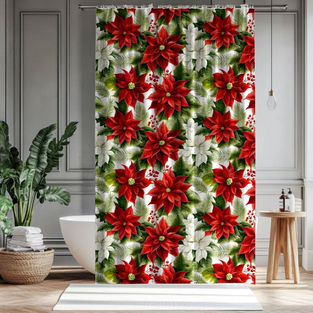Cortina De Ducha Christmas Bloom Curtain Poinsettia Bathroom Style (Christmas Bloom Curtain Poinsettia Bathroom Style)