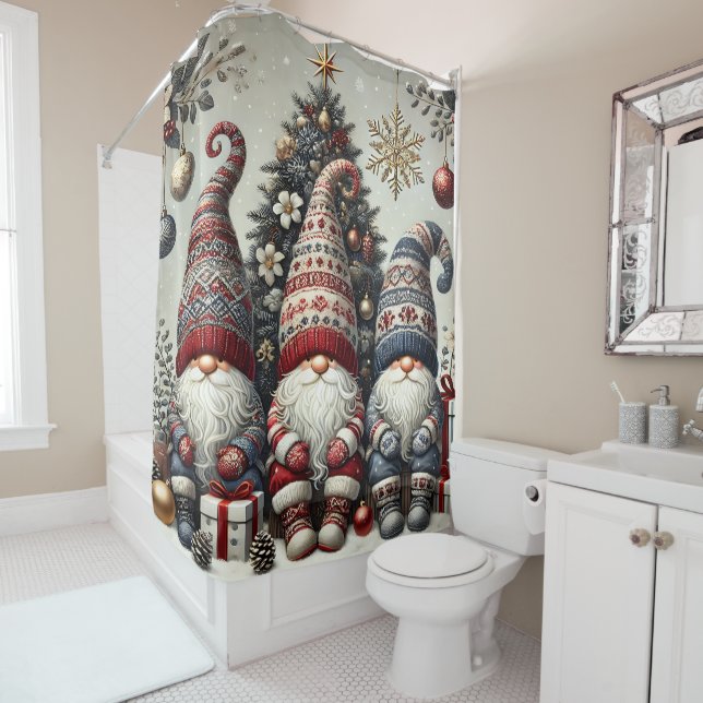 Cortina De Ducha Christmas Gnomes Shower Curtain (In situ)