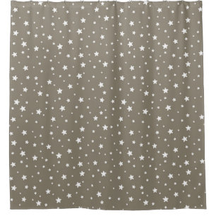 Cortina De Ducha Cielo celeste de las estrellas de arcilla y blanco