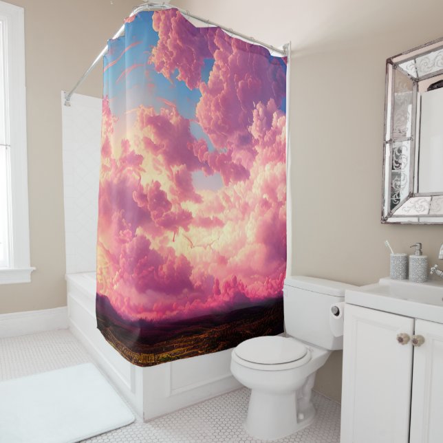 Cortina De Ducha Cielo rosa celeste (In situ)