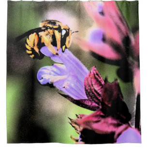Cortina De Ducha Cinta de abejas y flores